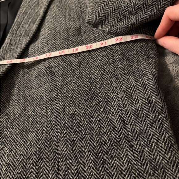 Vintage Harris Tweed Grey Herringbone Blazer Hardwick Clothes 46R Made In USA